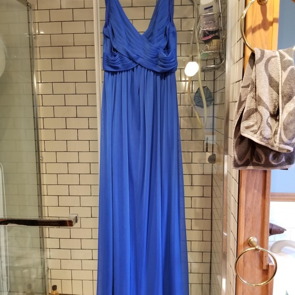 David’s Bridal Long Mesh Dress with Cowl Back Detail - Horizon - Picture 6 of 6